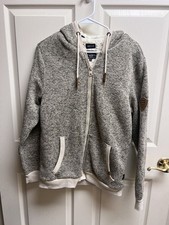 Buffalo David Bitton Full Zip Hooded Sherpa Fleece Lined Jacket Men size S Gray