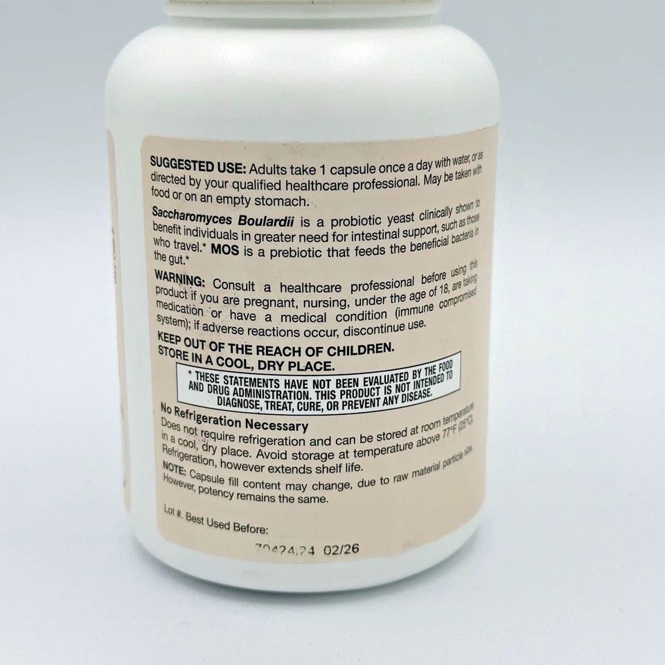 Jarrow Formulas Saccharomyces Boulardii + MOS, 5 mil millones de UFC 180 cápsulas vegetales Foto 3 de 4
