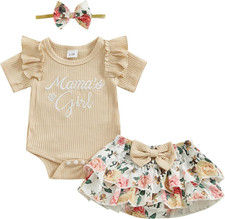 3 Pz Elegante Tuta Bimba Tutine Neonato Femmina Pagliaccetto Vestito Estivo Abit