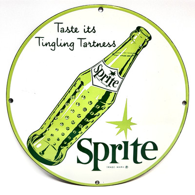 Sprite Soda -Vintage Porcelain Enamel Sign Service Station Pop - Americana
