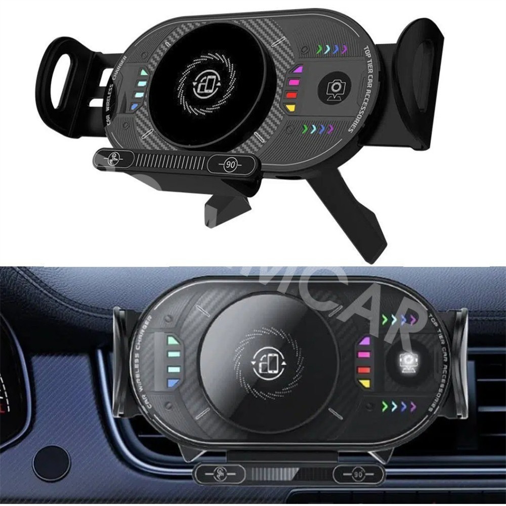 Wireless Car Charger Fast Charging Automatic Rotation 15W Mount Phone Holder