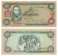 Jamaica 2 Dollars (1992) - Paul Bogle/Hummingbird, p-69d.2, B225g UNC