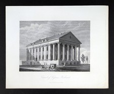 1856 Walker Print Virginia Capitol Richmond Greek Revival Architecture Jefferson