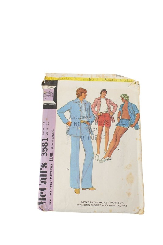 McCalls Pattern 3581 Men Jacket Pants Shorts Trunks 42 Chest 36 Waist 1973 94489