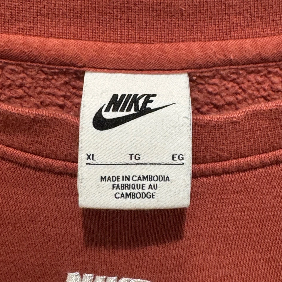 Nike Mujer XL Sudadera Rojo Óxido Bordado Logo Cuello Redondo Pullover Top Swoosh Foto 4 de 4