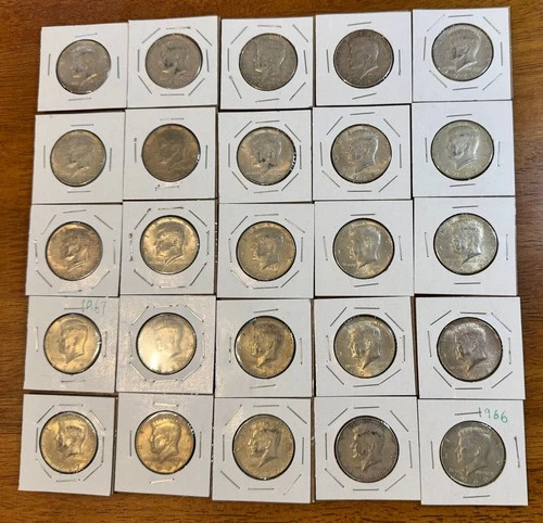 Lot Of 25 Kennedy 40% Silver Half Dollars 1965-1970. $12.50 Face