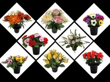 Memorial Grave Cemetery Pots Artificial flowers Various Colours