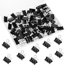 42 Pcs Binder Clips 1in 25mm Black Paper Clamps Medium Office Home School