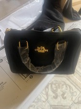Coach Signature Pebbled Black Satchel Zip Top Handle, Gold Hardware, Strap