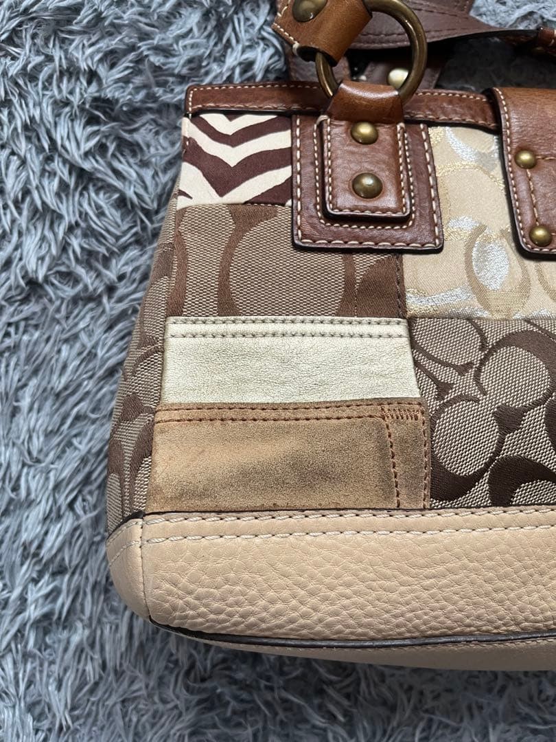 Coach Suede Patchwork Turnlock Bag Multi Color Ze… - image 24