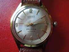 J 7169 WRIST WATCH GRUEN 1960s AUTOWIND 25 JEWELS GOLD FILLED RUNS SEE DES