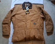 New Berne Heritage Duck Insulated Leg Zip Long Sleeve Coverall Brown Size Large