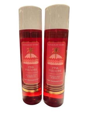 2x Bath & Body Works Pink Paradise Fragrance Mist Spray 8 oz Hibiscus Fruit