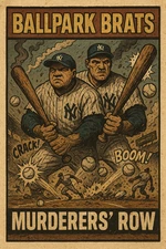Babe Ruth & Lou Gehrig as "Murderers' Row" - BALLPARK BRATS Parody Art Card