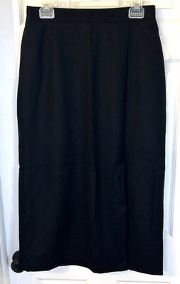 VTG Sag Harbor Wool Skirt Size 12 Black Side Split Lined Long Dark Skirt NWT