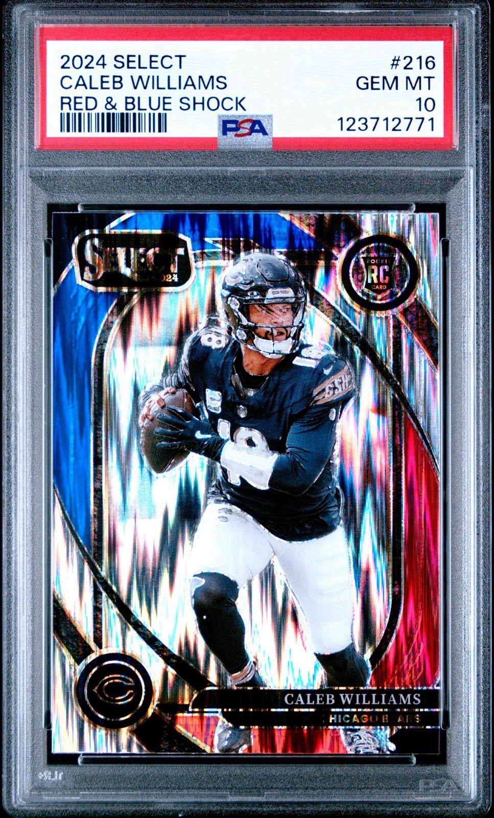 2024 PANINI SELECT RED & BLUE SHOCK #216 CALEB WILLIAMS ROOKIE RC PSA 10