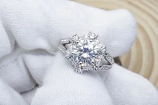 3.10 Ct Round Cut Moissanite Men's Wedding Ring 14K White Gold Finish