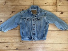 Vintage Little Levis Denim Jean Jacket Orange Tab 90s Kids Size 6