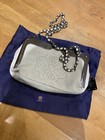 Mischa Barton grey suede genuine leather clutch crossbody bag New
