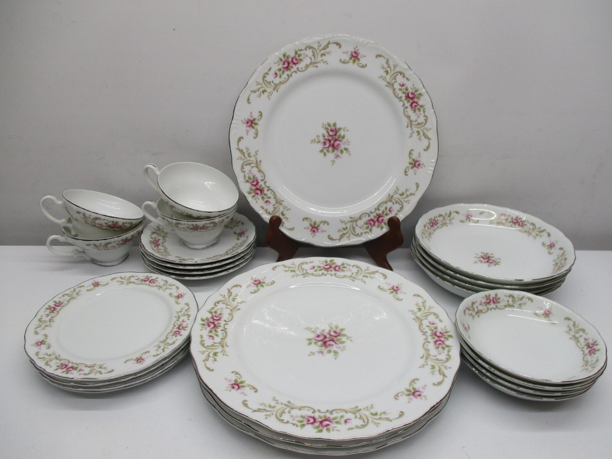Style House Rose Baroque Fine China Pink Roses Japan 6pc Setting
