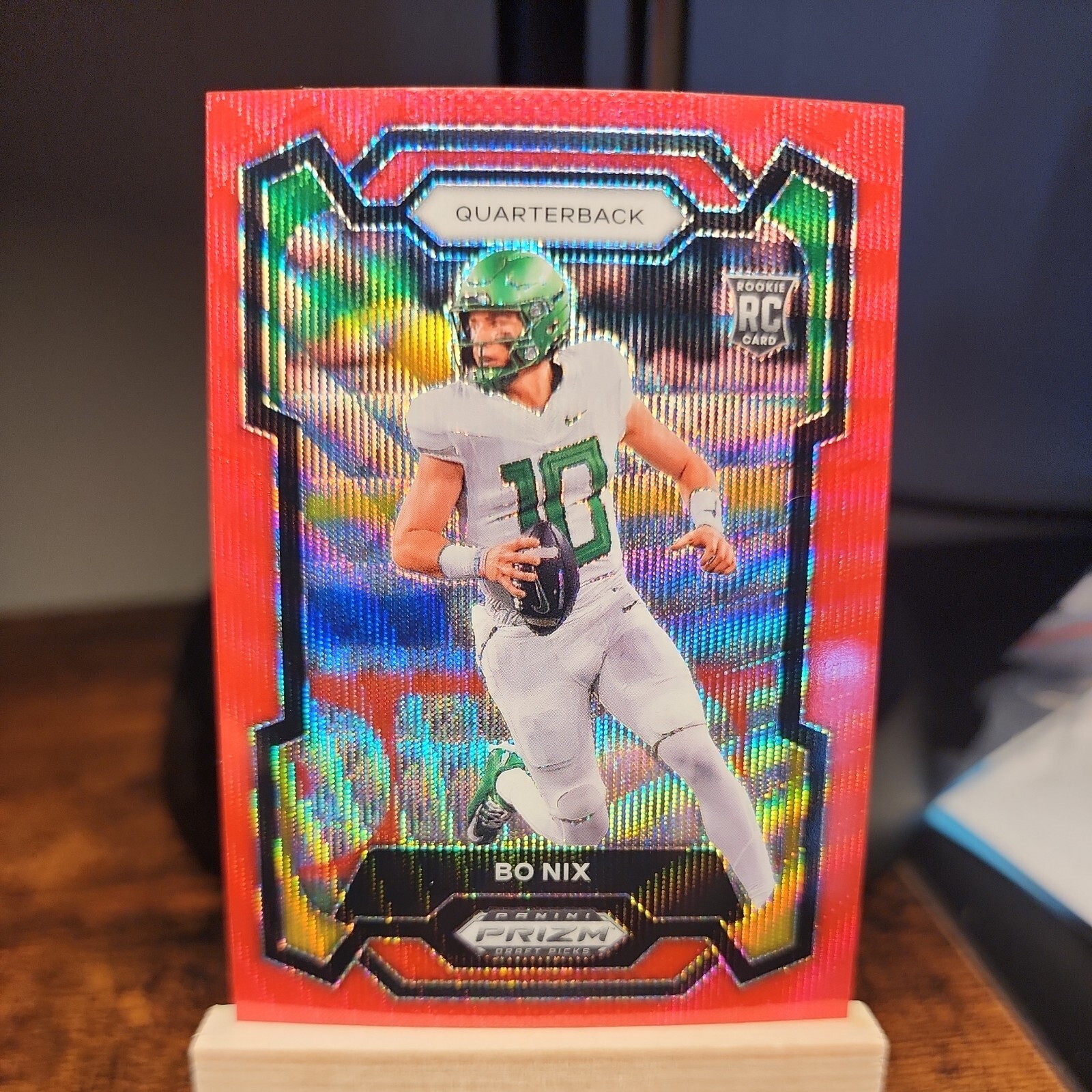2024 Prizm Draft Picks Bo Nix Red Wave RC Oregon Ducks / Denver Broncos #105
