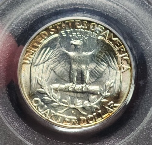 1964 D Washington Silver Quarter PCGS MS65 Old Holder Rainbow Toned PQ Coin - Picture 3 of 4