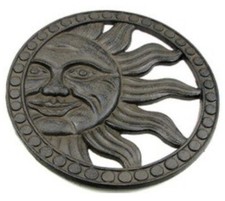 Celestial Wall Art Plaque Sun Face Stepping Stone Hanging Garden Sculpture Cast