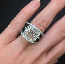 6Ct White Emerald Simulated Diamond Engagement Wedding Ring 925 Sterling Silver