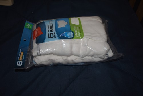 Hanes Boys' White Tagless Briefs 6-Pack Underwear Comfort Flex Waistband L 14-16 - Picture 3 of 7