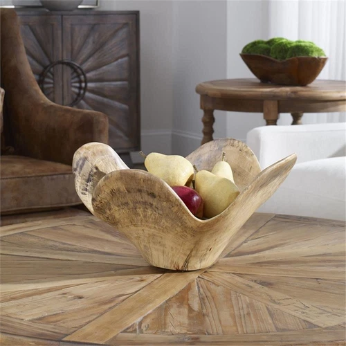 Uttermost Tamarine Coastal Wood Bowl in Natural and White Finish - Picture 5 of 5