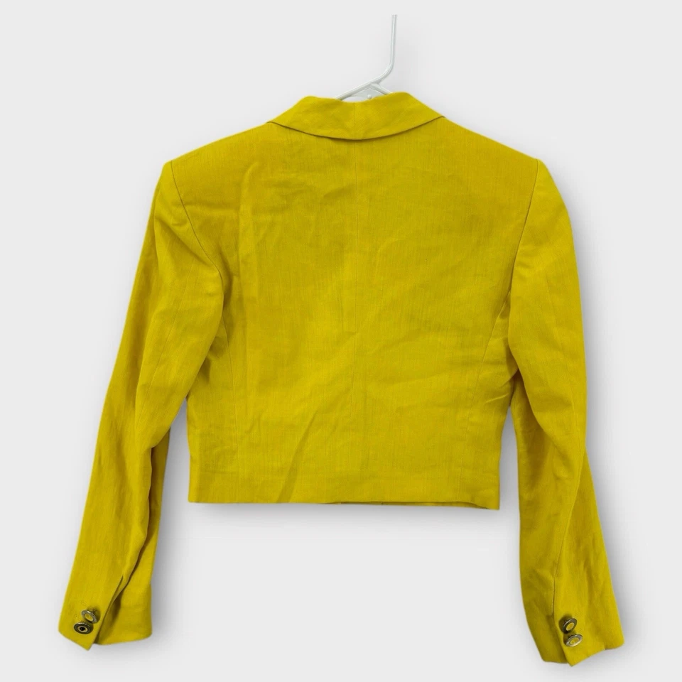Chaqueta vintage Gianni Versace para mujer 38 amarilla recortada blazer lino amarillo Foto 2 de 4