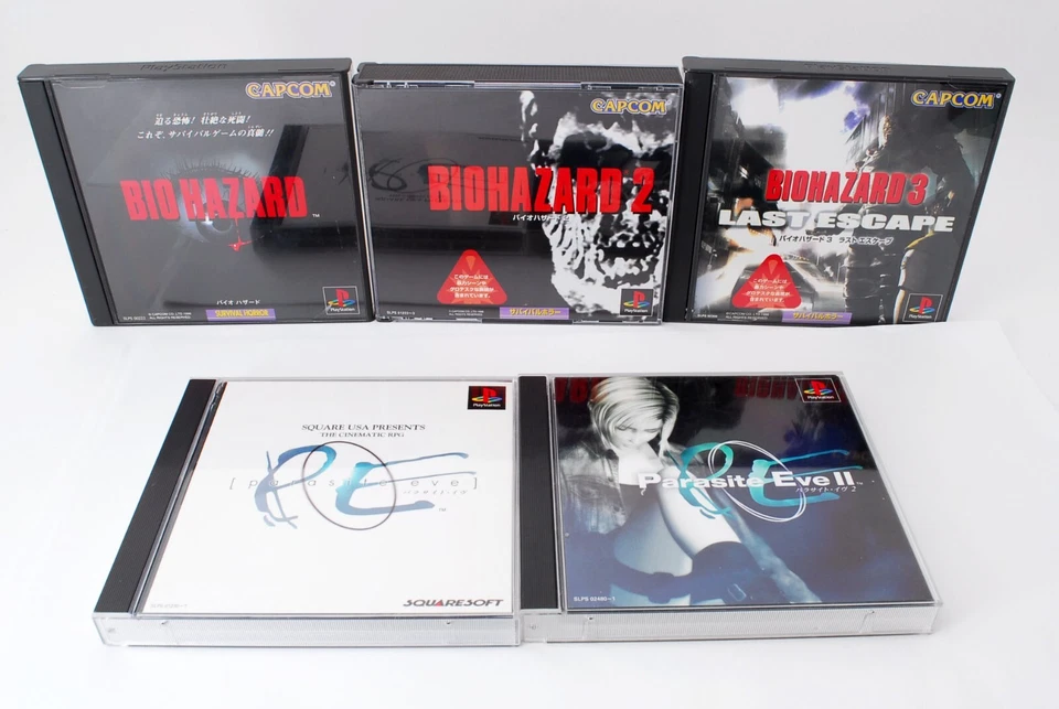 Lot 5 Biohazard 1 2 3 Parasite Eve 1 2 Resident Evil Set PlayStation PS1 Game JP - Image 2 of 4