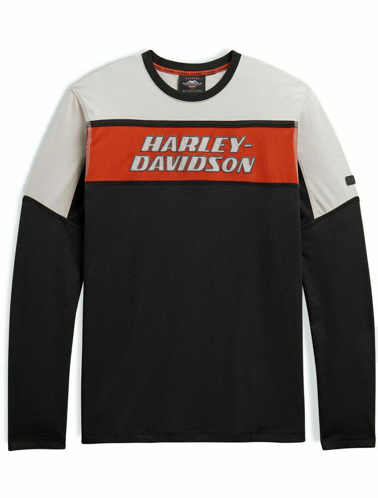 New Harley-Davidson Mens Colorblock Panel Long Sleeve T