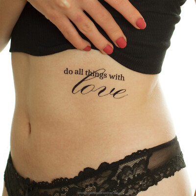 2 x do all things with love Tattoo -Schriftzug in Schwarz - Temporary Tattoo (2)