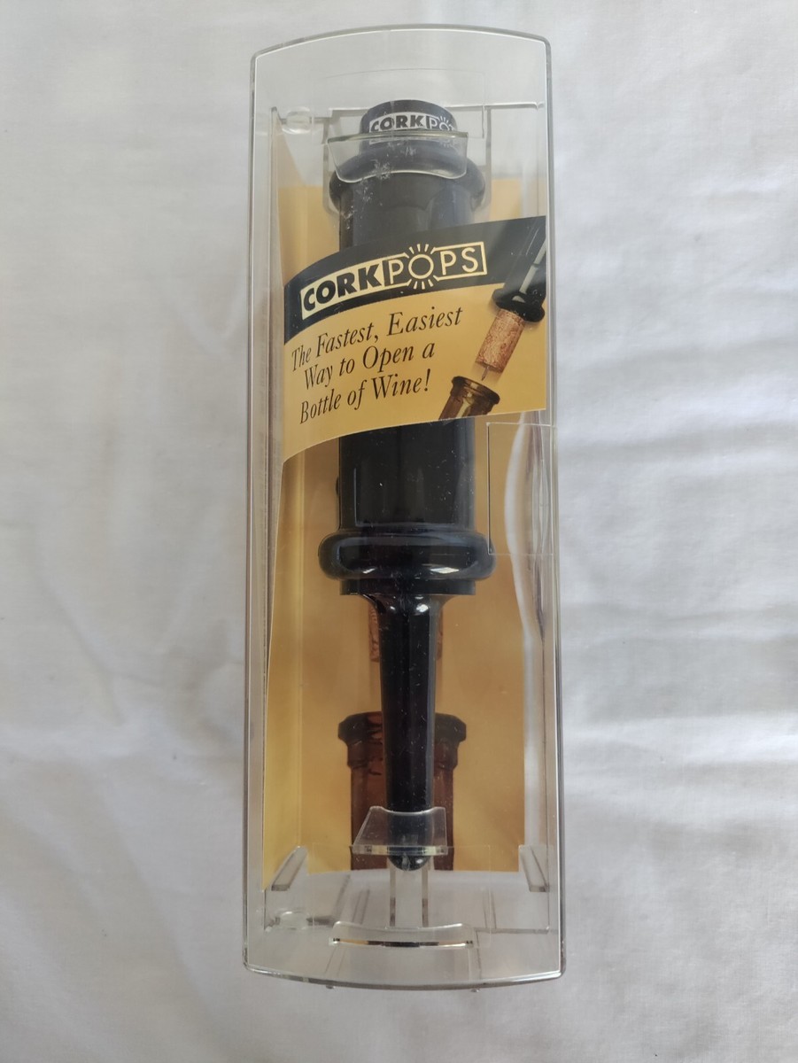 Vintage Cork Pops Original Black Screwless Wine Opener - With