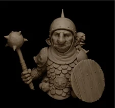 1/10 Scale Fantasy Goblin Warrior Bust Resin Miniature with Shield & Mace