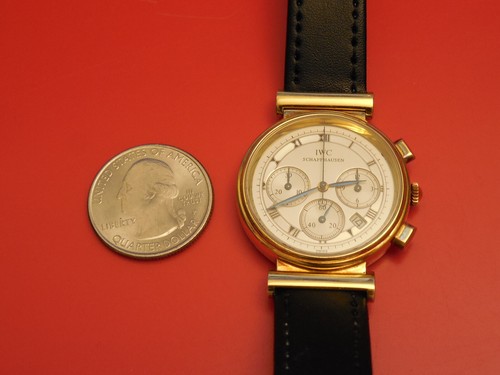 GENUINE IWC SOLID 18K GOLD DA VINCI 3739 CHRONOGRAPH 32MM MID SIZE WATCH