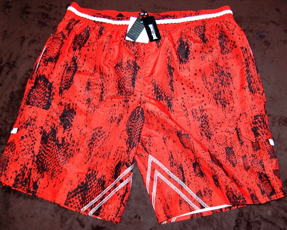 Just Cavalli Rojo Negro Hombre Pantalones Cortos Playa Atlético Boxer Talla L NUEVO Foto 4 de 4