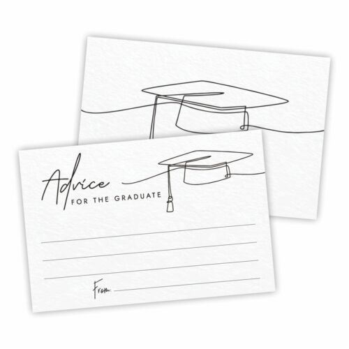 30 Advice Cards For The Graduate - Minimalism Grad Cap - 4"X6" White Double-S...