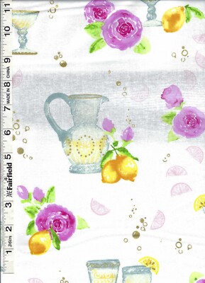Silver Rose Lemonade Roses by Robert Kaufman bty