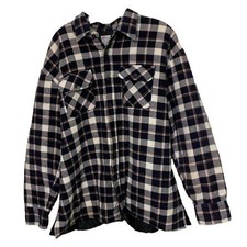 Royal Knight Vintage Flannel Shacket Shirt Jacket Mens XL Black Plaid Quilted