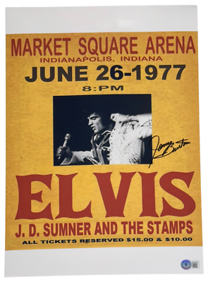 James Burton Signed Elvis Presley 11x17 Concert Poster Photo