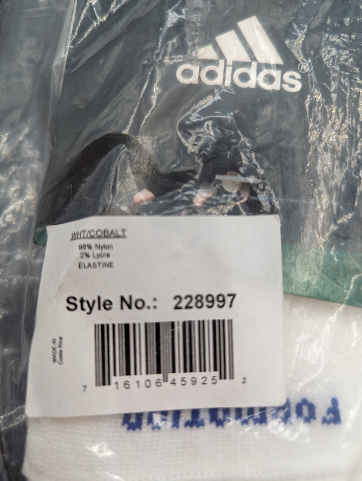 adidas® Formotion Socks Soccer Elite White Cobalt Logo ClimaCool