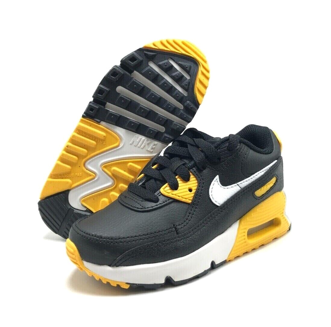 NEW* Pre-School Kids NIKE AIR MAX 90 LTR (PS) BLACK/WHITE-GOLD