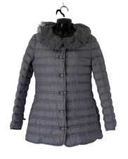 Giorgio Armani Grey Puffa Jacket Lace Trim Size 40 Uk 8 Duck Down & Feather New