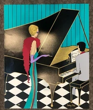 Audrey Cohle - Piano Man and Women Serigraph w/Glitter Signed AP FREE SHIPPING