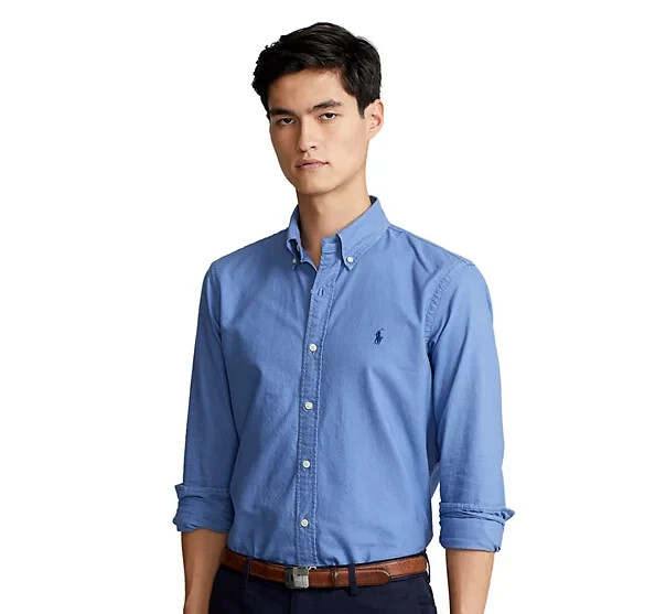 Polo Ralph Lauren Garment-Dyed Oxford Shirt Blue Bastille Long