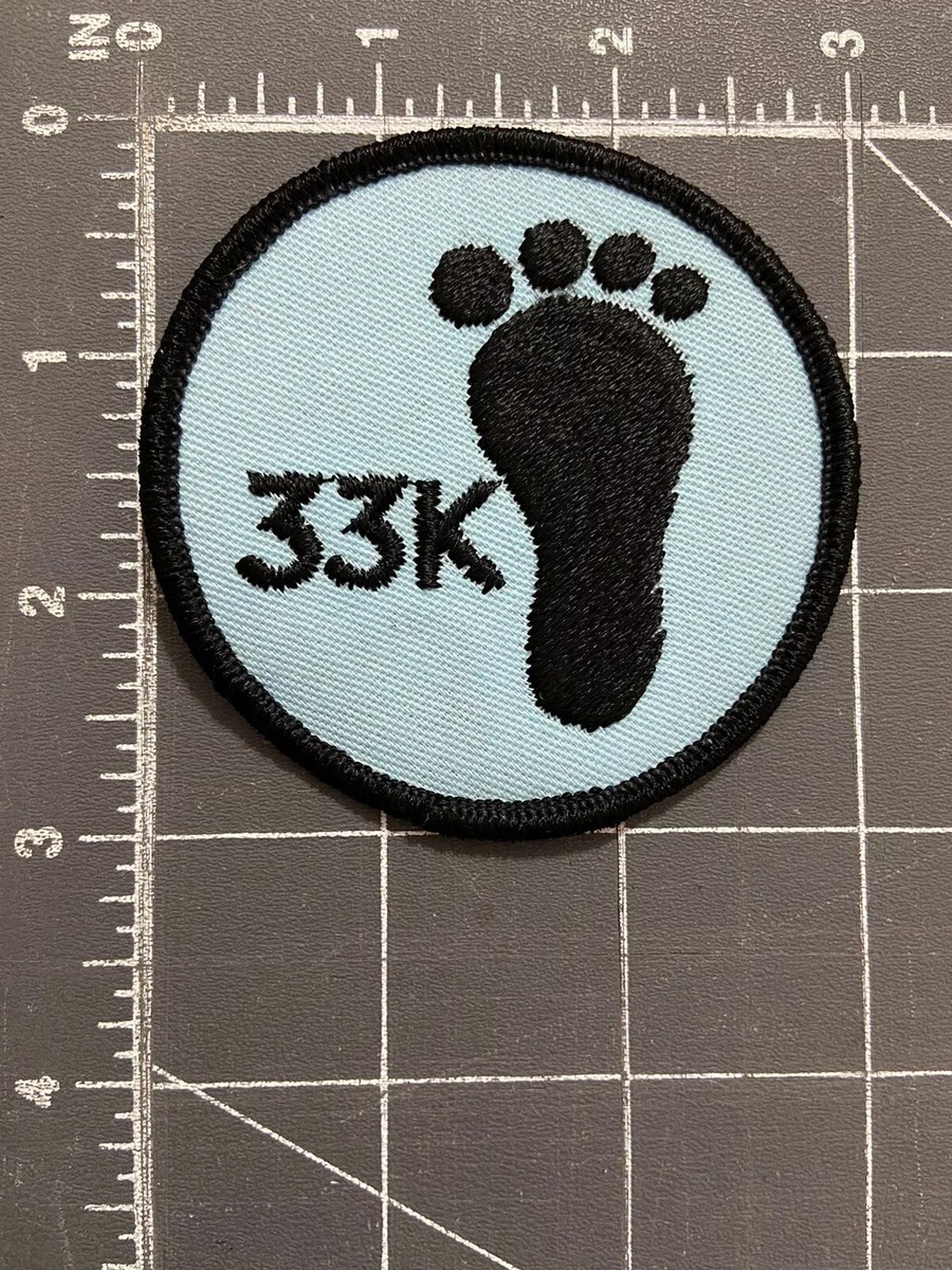Vintage 33K Patch Footprint Kilometer Hiking Hike Running Run Race