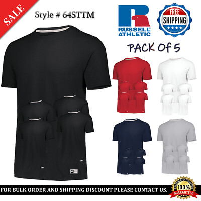 5 PACK OF RUSSELL Men's T Shirt Dri-Power Essential Gym Sports T-Shirt - 64STTM