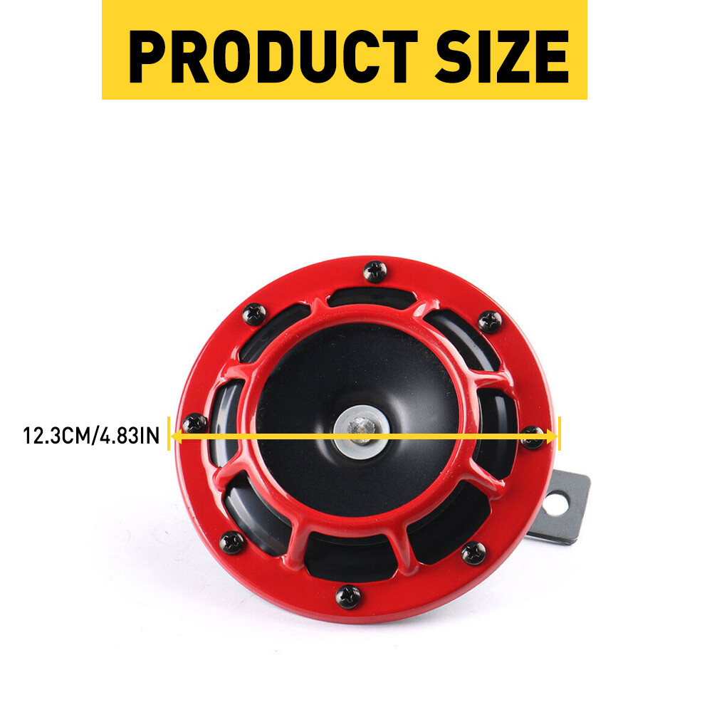 AUXITO 2-Piece 115DB Super Loud Electric Car Air Horn Kit – 12V Red Dual Tone
